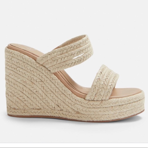 Missguided Shoes - NWT Misguided Beige Double Strap Woven Wedges